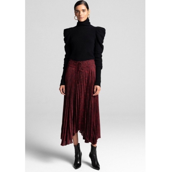 A.L.C. Dresses & Skirts - A.L.C. Skirt Maya Pleated Snake Print Maxi Pull On Stretch Waist Designer Size 4
